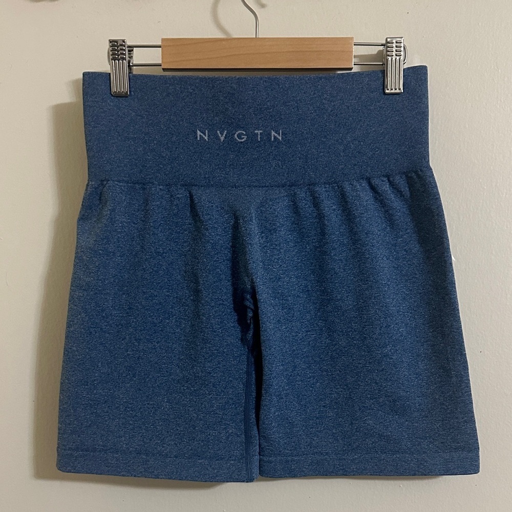 EUC NVGTN Athletic Compression Blue Shorts 8”